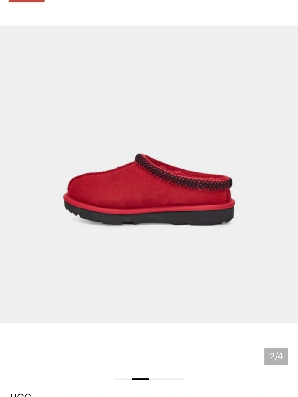 Tasman Ugg slipper red black size 5